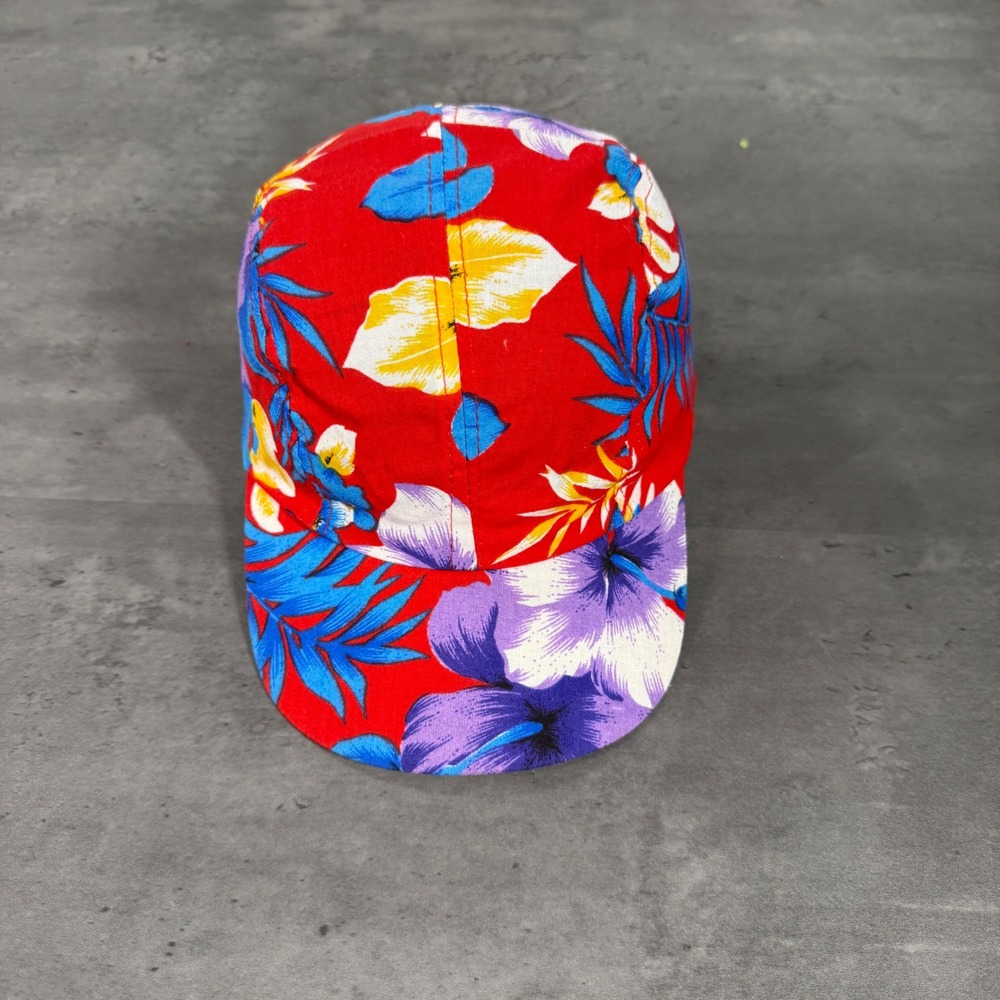 Vintage‎ Wendy's Snapback Hat Red Floral Tropical 5 Panel Promo Cap Fast Food